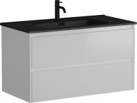 Мебель для ванной комнаты Sancos Libra 90 см белый глянец, черная раковина