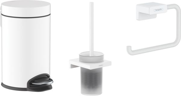 Набор Ершик Hansgrohe AddStoris 41752700 матовый белый + Держатель 41771700 матовый белый + Ведро 41775700 3 л, матовый белый