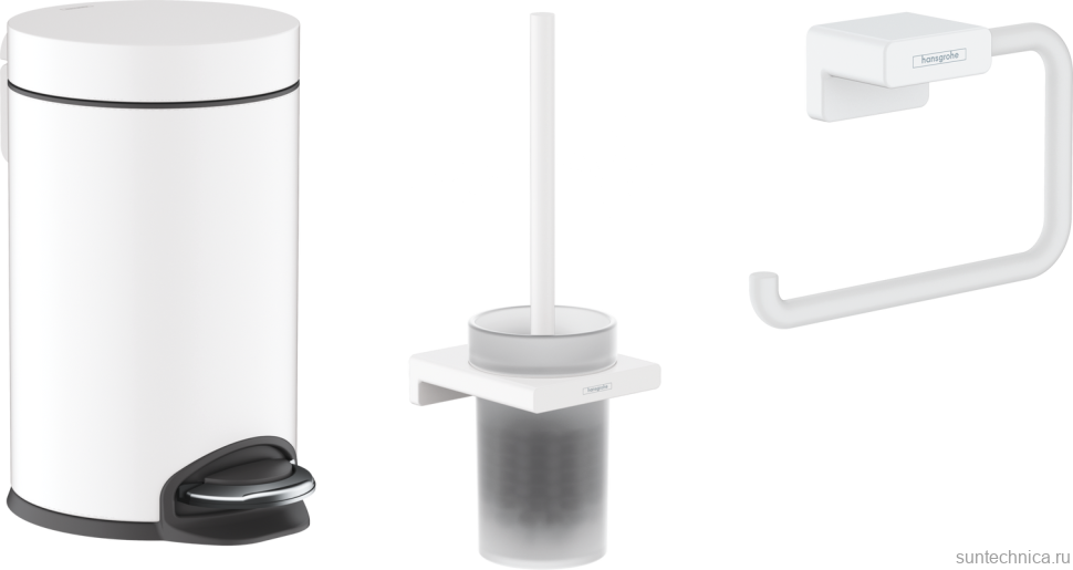 Набор Ершик Hansgrohe AddStoris 41752700 матовый белый + Держатель 41771700 матовый белый + Ведро 41775700 3 л, матовый белый