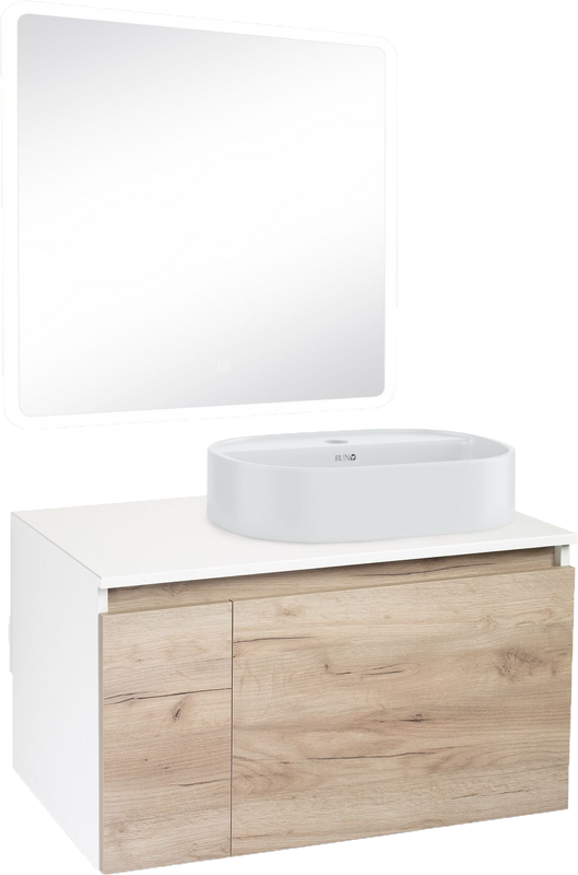 Мебель для ванной комнаты Runo Бари 80 крафтовый дуб, раковина Nuovo 50
