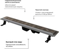 Душевой трап (лоток) RGW Drain Leo-20 хром, 80 см