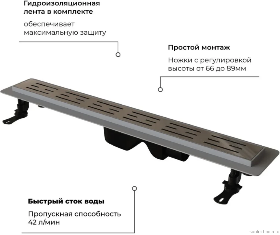 Душевой трап (лоток) RGW Drain Leo-20 хром, 80 см