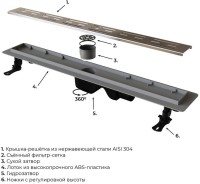 Душевой трап (лоток) RGW Drain Leo-20 хром, 80 см