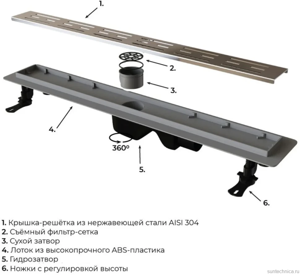 Душевой трап (лоток) RGW Drain Leo-20 хром, 80 см