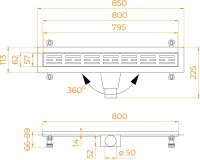 Душевой трап (лоток) RGW Drain Leo-20 хром, 80 см