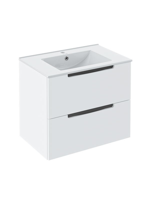 Тумба с раковиной Runo Lina 60 подвесная, глянцевая белая