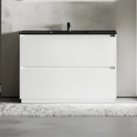 Тумба с раковиной Sancos Libra Floor 120 белый глянец, черная раковина CN7006MB