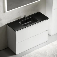 Тумба с раковиной Sancos Libra Floor 120 белый глянец, черная раковина CN7006MB