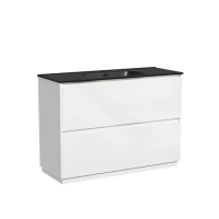 Тумба с раковиной Sancos Libra Floor 120 белый глянец, черная раковина CN7006MB