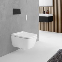 Умный унитаз подвесной Geberit AquaClean Sela Square безободковый, с биде, белый