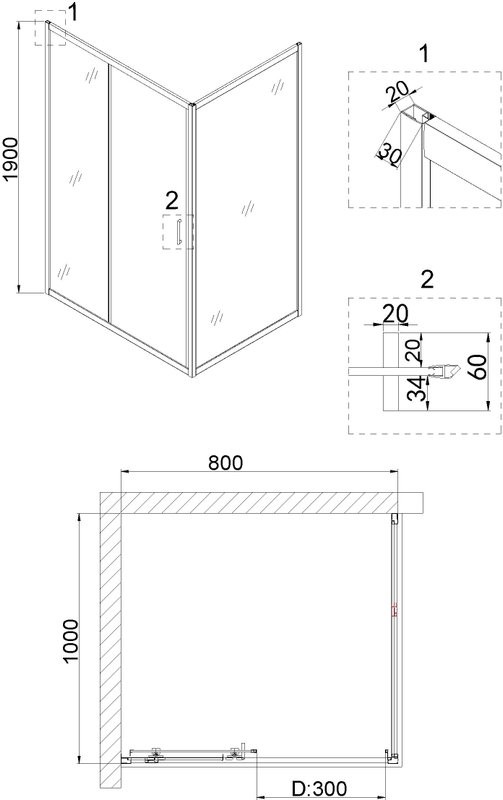Душевой уголок Niagara Nova NG-82-8AB-A100B 80x100, прямоугольный, черный