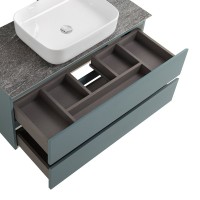 Тумба под раковину со столешницей BelBagno Kraft 100 подвесная, матовая голубая, столешница kep-100-grn