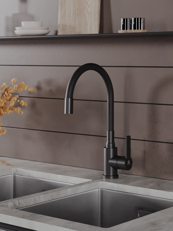 Смеситель для кухни Agger Easy A3100544 с гибким изливом, черный матовый