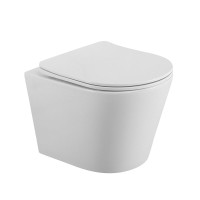 Унитаз подвесной BelBagno Flay-r BB053CHR/SC безободковый, с микролифтом, белый глянцевый