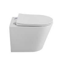 Унитаз подвесной BelBagno Flay-r BB053CHR/SC безободковый, с микролифтом, белый глянцевый