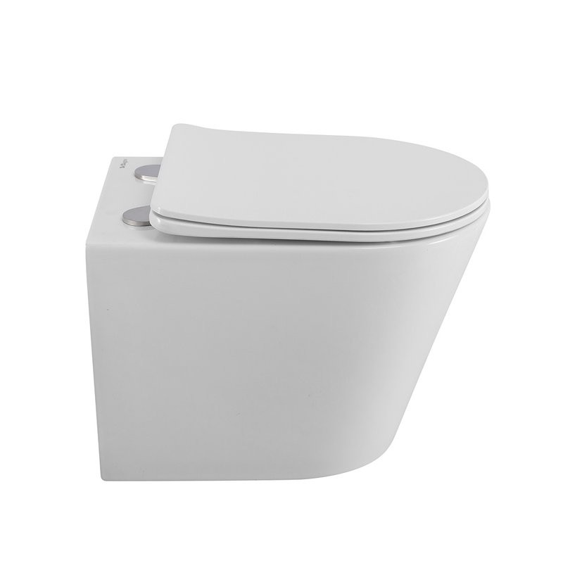 Унитаз подвесной BelBagno Flay-r BB053CHR/SC безободковый, с микролифтом, белый глянцевый