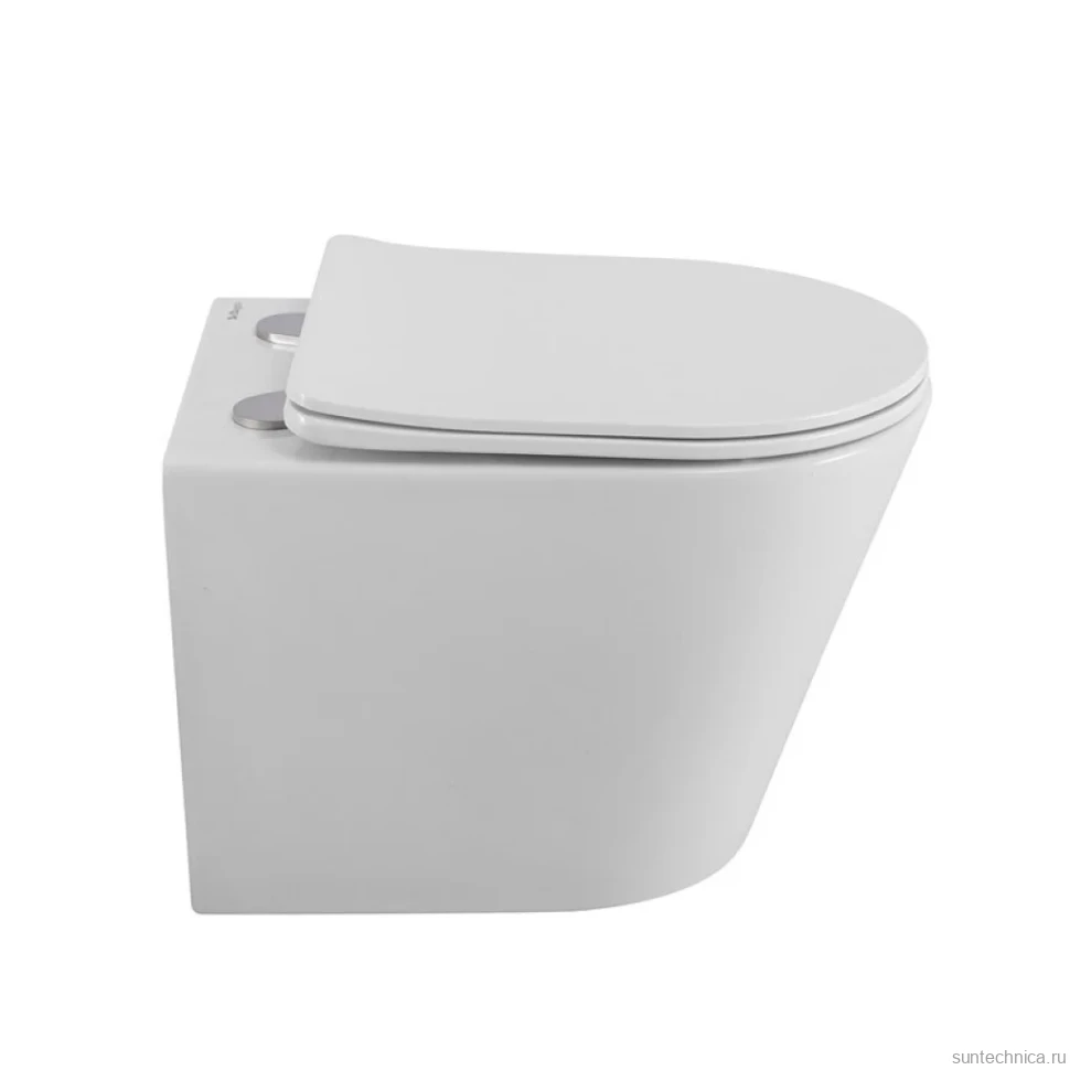 Унитаз подвесной BelBagno Flay-r BB053CHR/SC безободковый, с микролифтом, белый глянцевый