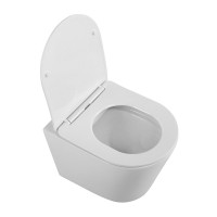 Унитаз подвесной BelBagno Flay-r BB053CHR/SC безободковый, с микролифтом, белый глянцевый