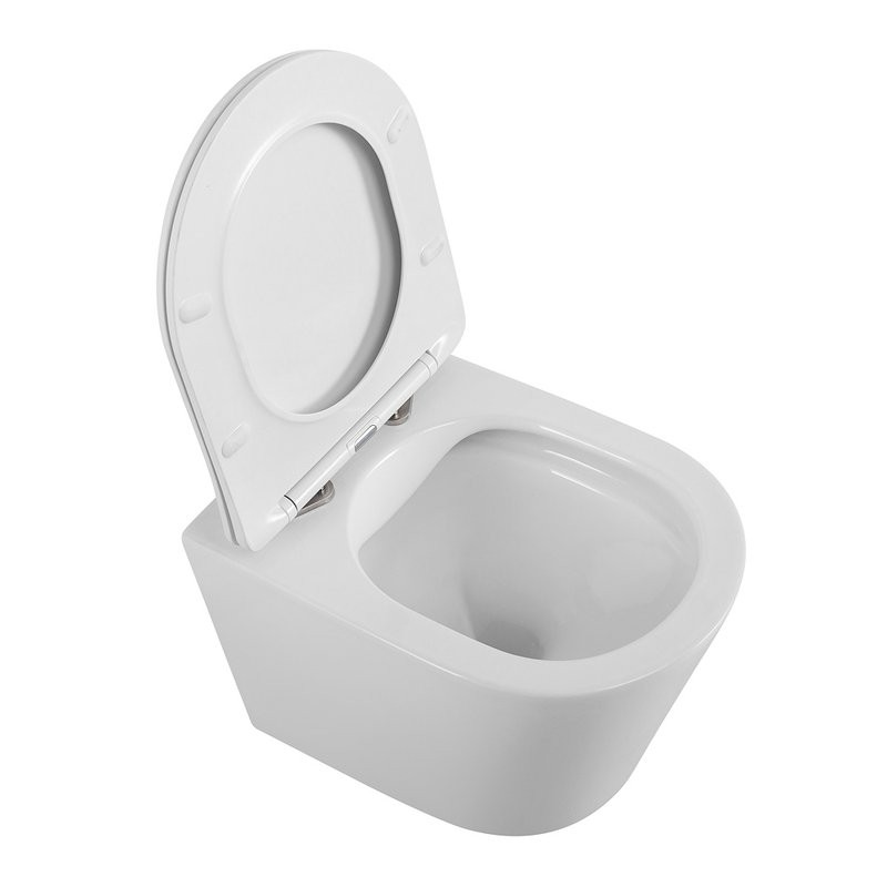 Унитаз подвесной BelBagno Flay-r BB053CHR/SC безободковый, с микролифтом, белый глянцевый
