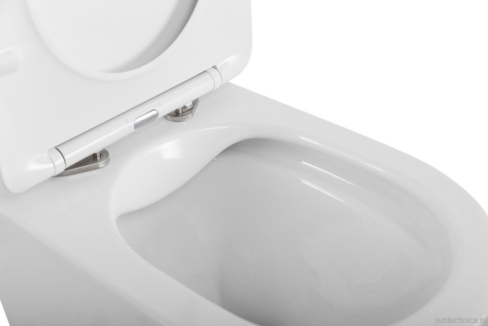 Унитаз подвесной BelBagno Flay-r BB053CHR/SC безободковый, с микролифтом, белый глянцевый