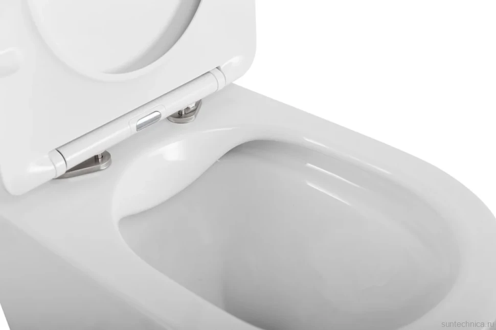 Унитаз подвесной BelBagno Flay-r BB053CHR/SC безободковый, с микролифтом, белый глянцевый