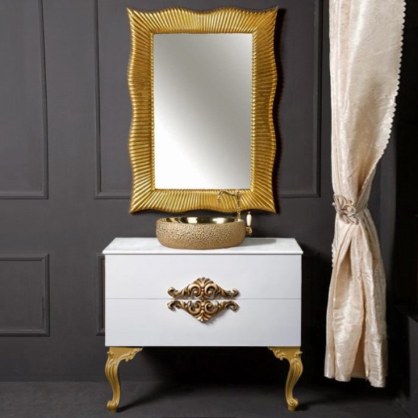 Мебель для ванной комнаты Armadi Art NeoArt 100 белая с ручками золото, с ножками