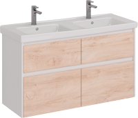 Тумба под раковину Lemark Combi 120 дуб кантри, белая глянцевая