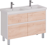 Тумба под раковину Lemark Combi 120 дуб кантри, белая глянцевая