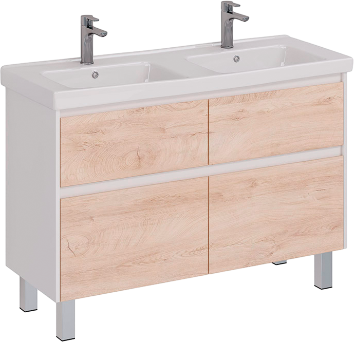 Тумба под раковину Lemark Combi 120 дуб кантри, белая глянцевая