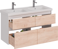 Тумба под раковину Lemark Combi 120 дуб кантри, белая глянцевая