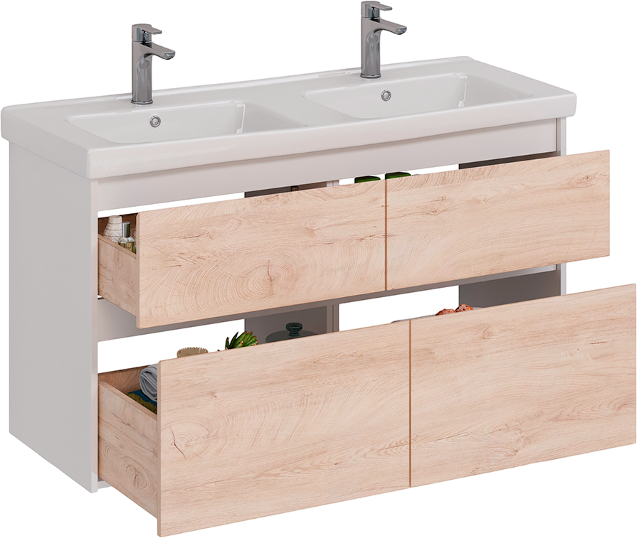 Тумба под раковину Lemark Combi 120 дуб кантри, белая глянцевая