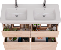 Тумба под раковину Lemark Combi 120 дуб кантри, белая глянцевая