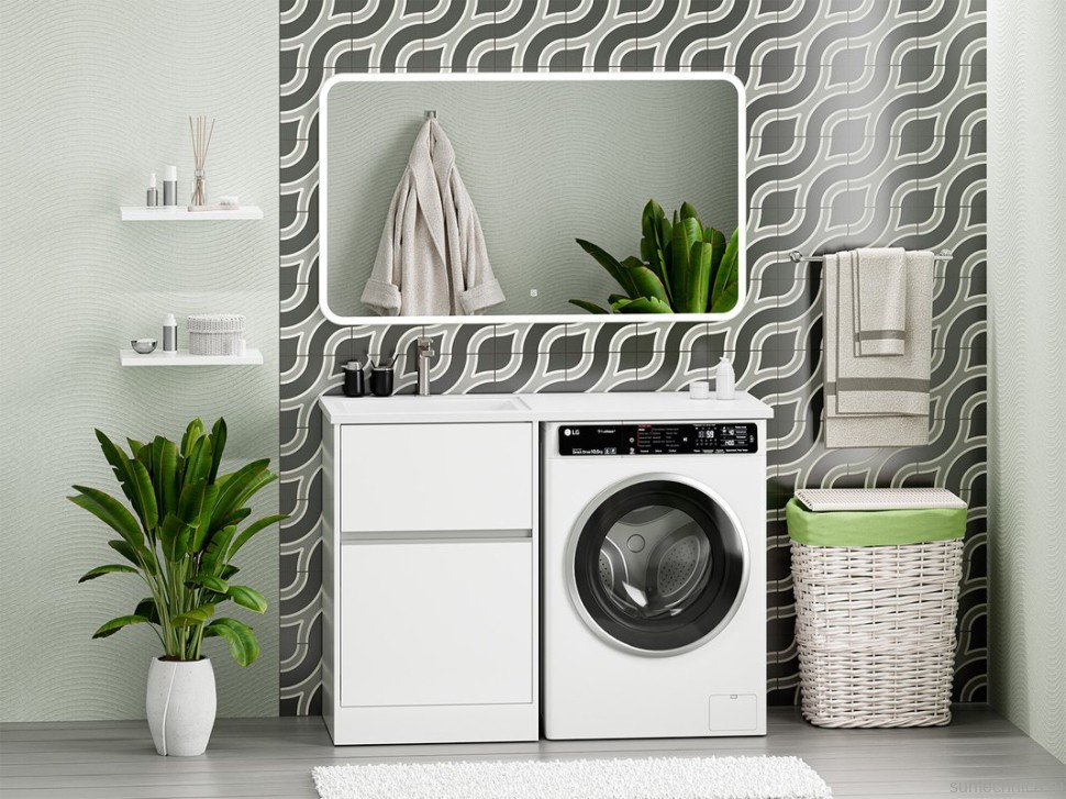 Тумба под раковину без столешницы Misty Ингрид 60 напольная, под стиральную машину, белая