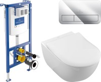 Комплект Унитаз подвесной Villeroy & Boch Subway 2.0 5614R2R1 alpin + Инсталляция + Кнопка Viconnect 922490AN black matt