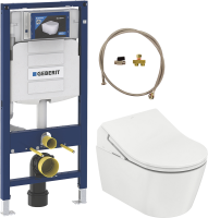 Комплект Унитаз подвесной Toto RP CW542ERY безободковый + Крышка Washlet RX TCF894CG#NW1 с дистанционным управлением + Инсталляция Geberit Duofix UP 320 111.300.00.5 + Подводка SHXCK94 для инсталляции Geberit