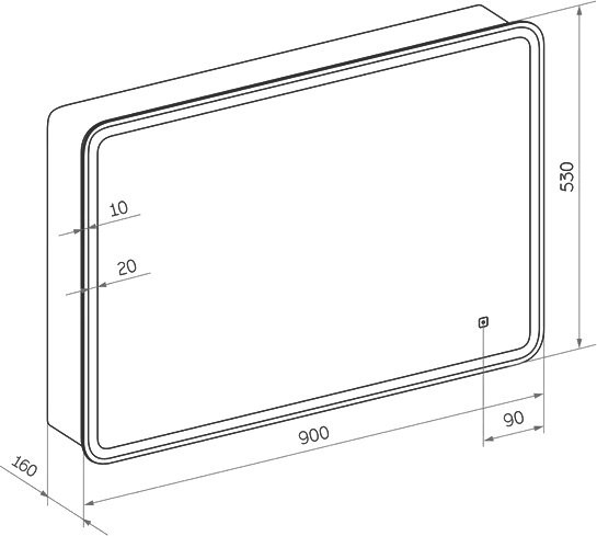 Зеркало-шкаф CONTINENT Tokio 90х53 с подсветкой