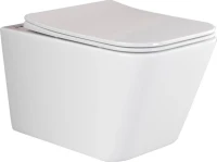 Комплект Унитаз подвесной Ceramicanova Metric CN3007 безободковый, с микролифтом + Инсталляция Envision CN1001W + Кнопка Round, белая