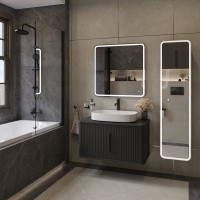 Тумба с раковиной STWORKI Молде 95 антрацит, со столешницей