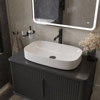 Тумба с раковиной STWORKI Молде 95 антрацит, со столешницей