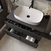 Тумба с раковиной STWORKI Молде 95 антрацит, со столешницей