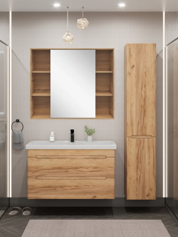 Тумба с раковиной SanStar Diva 100 подвесная, Gold Kraft, раковина Фостер 100