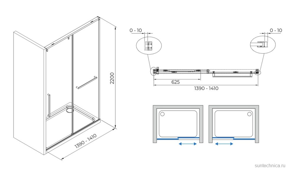 Душевая дверь в нишу Terminus Альба 01 1DS140х220C 140х220, хром