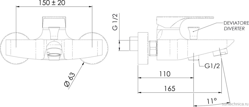 Смеситель для ванны с душем Remer Class Line L05