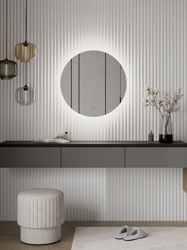 Зеркало круглое CONTINENT Led Ajour 80 см, сенсорное, с холодной подсветкой