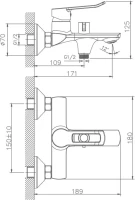 Смеситель для ванны с душем Haiba HB60556 Смеситель для ванны с душем Haiba HB60556