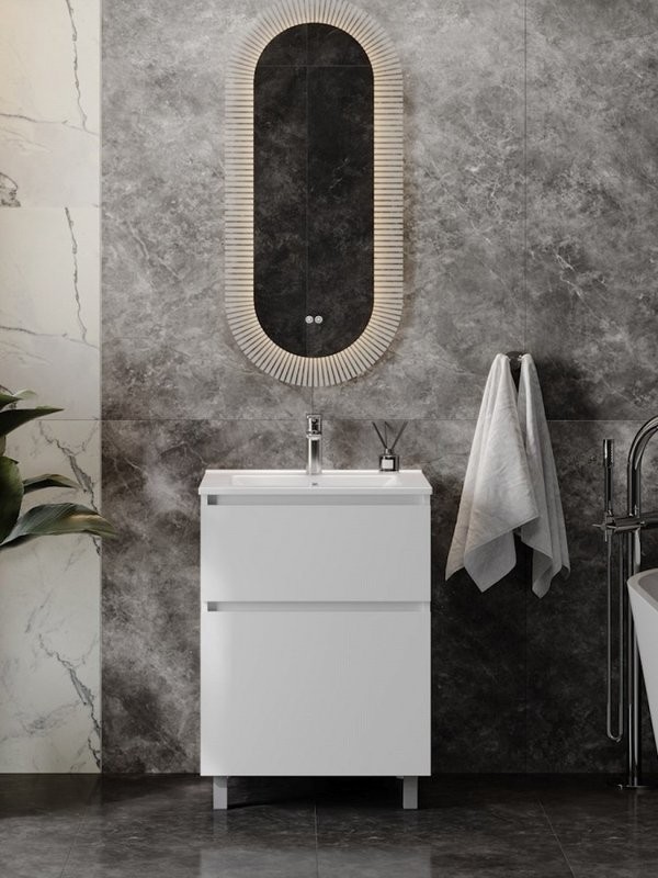 Тумба с раковиной Teymi Laina 60 напольная, матовая белая