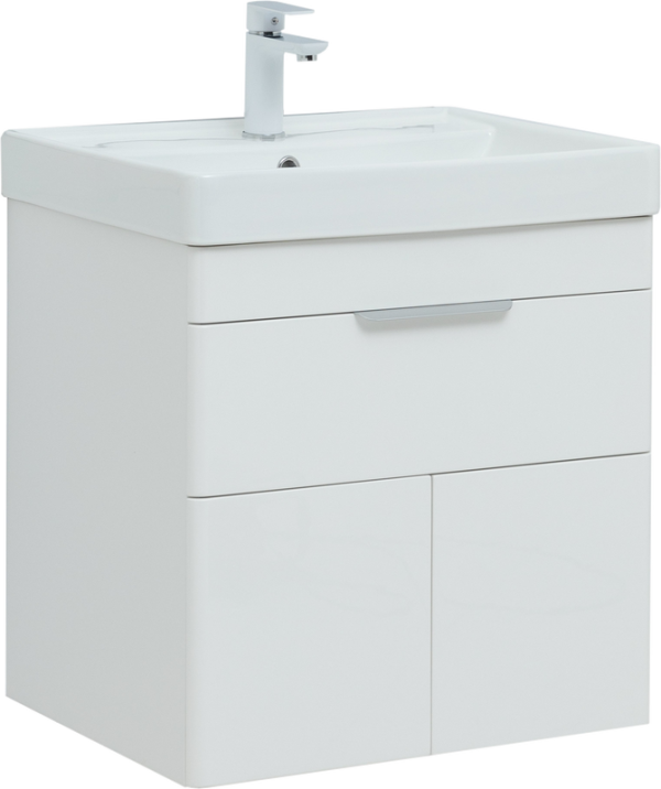 Тумба с раковиной Aquanet Ирис new 60 подвесная, 1 ящик, 2 дверцы