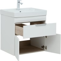 Тумба с раковиной Aquanet Ирис new 60 подвесная, 1 ящик, 2 дверцы