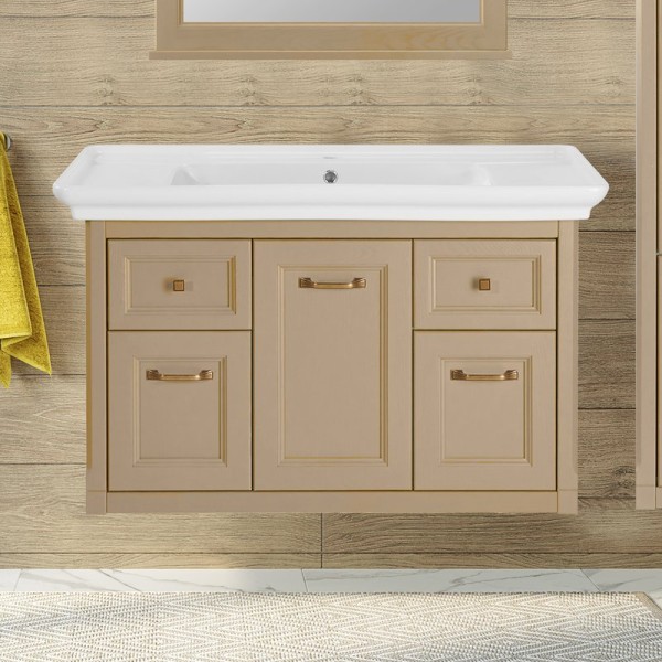 Тумба с раковиной ASB-Woodline Толедо 105 капучино