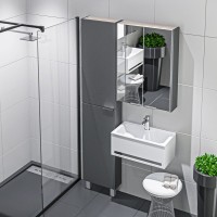 Шкаф пенал для ванной 1MarKa Gaula 40Н L, черный